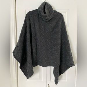 Cashmere blend poncho wrap turtleneck cables